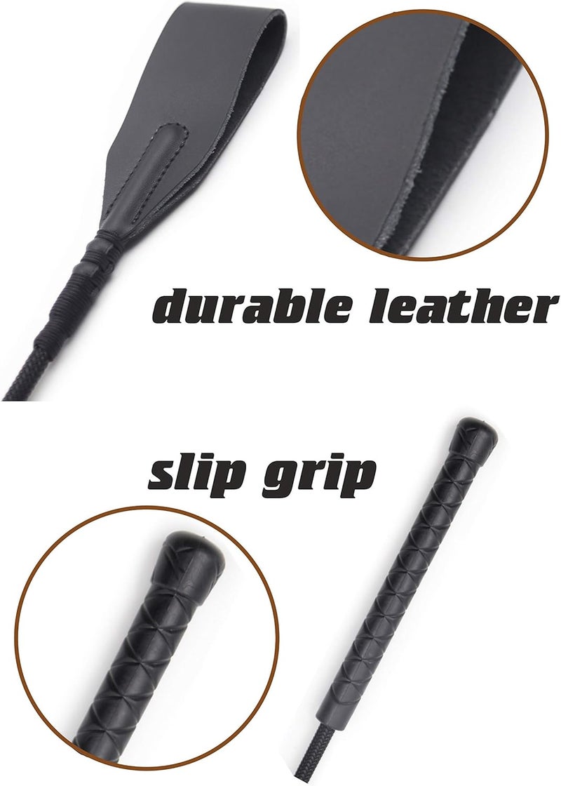 RIDIN Genuine Leather Riding Crop, Riding Crop Leather, Equestrian Whip, Crop for Horses, Black Riding Crop, Horseback Crop - Image 2